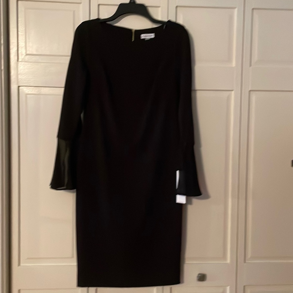 Calvin Klein Black Dress - NWT - gold hardware & sleeve detail